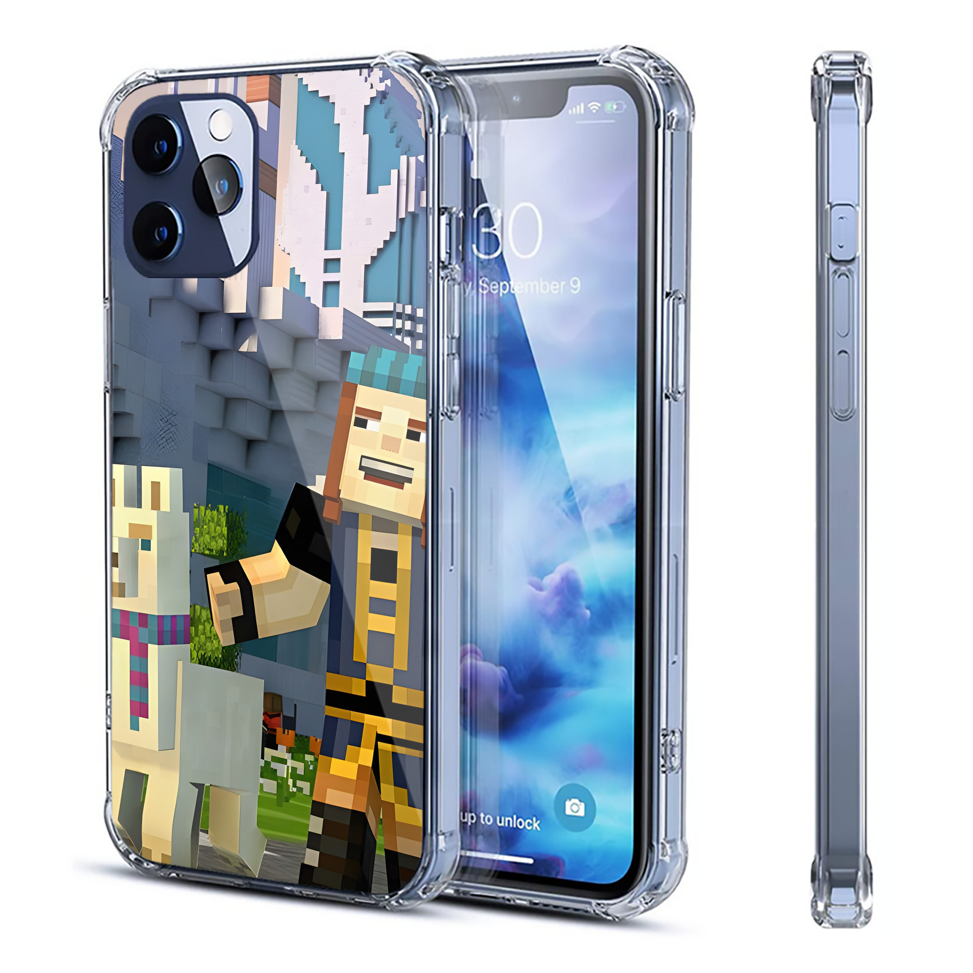 （画像用） マインクラフト ブロックの世界 Minecraft MC Block world 【iPhone 12シリーズ対応】透明スマホケース（クリアソフトケース）